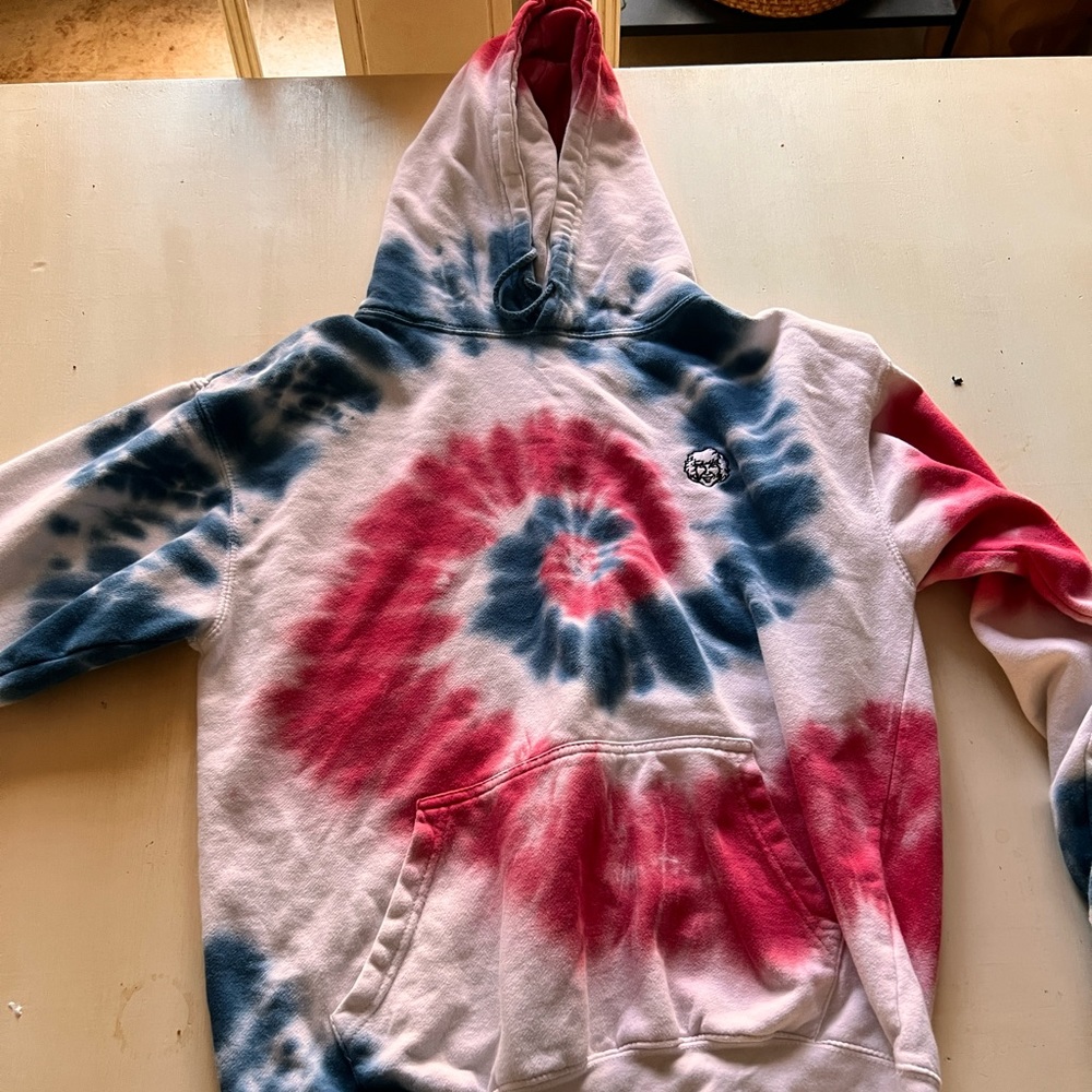Danny Duncan red white and blue tie-dye hoodie